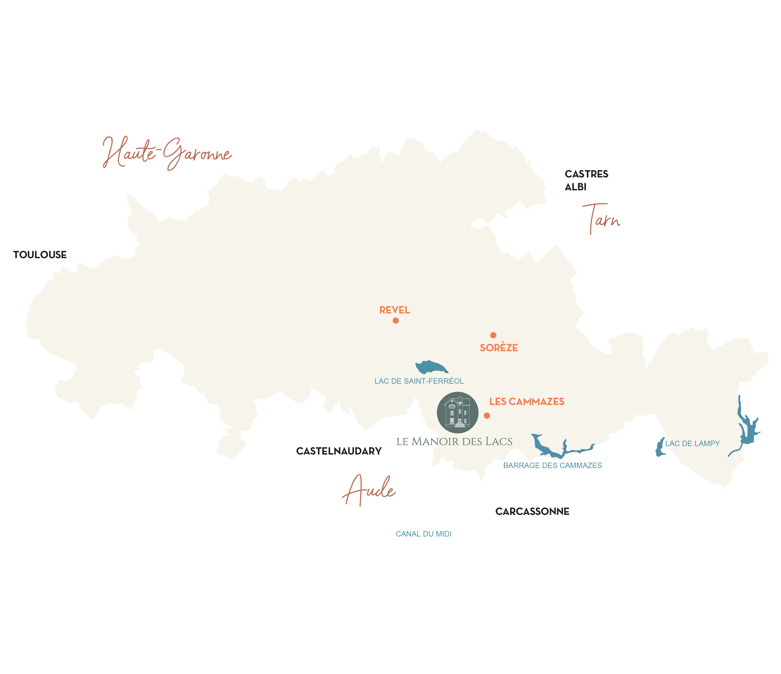 Carte de situation du Manoir des Lacs